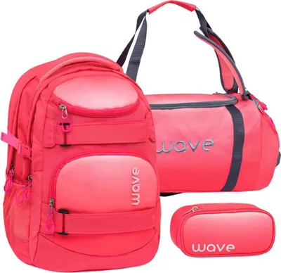 Produktbild von Wave Schulrucksack Set Infinity OMBRE CORAL PARADISE ab 5. Klasse für Mädchen mit Sporttasche und Schlamper