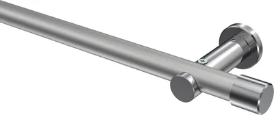 Produktbild von Interdeco Gardinenstange / Vorhangstange Silbergrau / Chrom, Typ Platon Santo (Kappe) ohne Ringe, 20 mm Ø 1-läufig, 480 cm