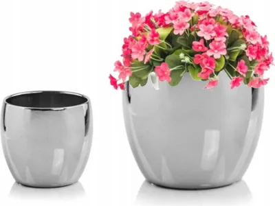 Zdjęcie produktu dla Srebrna okrągła ceramiczna obudowa Glamour 25,5x27 cm