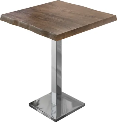 Produktbild von PMD | Bistro Stehtisch Baumkante | B:T:H 60 x 60 x 110 cm | Walnuß / Edelstahl | Quadratisch | Bartisch Gastro Stehtisch Bistrotisch