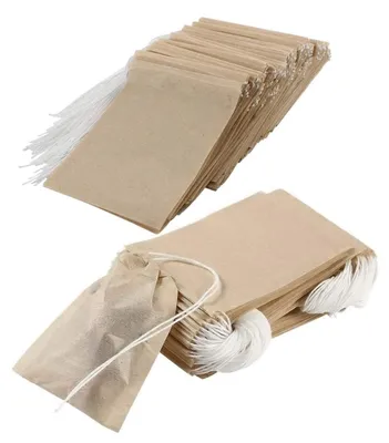Teefilterbeutel mit Kordelzug, 200 Stück, 5 x 7 cm, Papier, natur