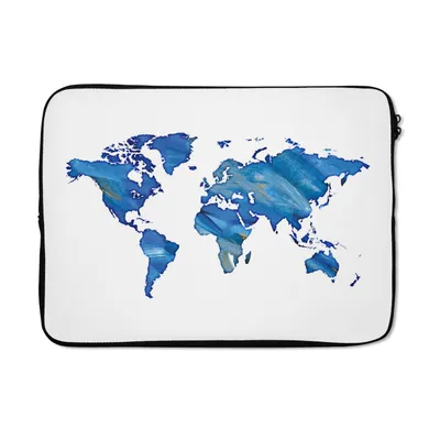 Produktbild von MuchoWow® Laptop Hülle 13 Zoll Weltkarte - Aquarell - Minimalismus Laptoptasche - Laptophülle - Sleeve - Rundumschutz