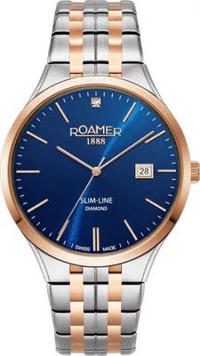 Obrázek produktu pro Pánské hodinky ROAMER 864833 49 45 50, tmavě modré, klasické, s diamanty