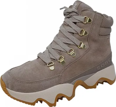 A single beige Sorel boot is shown against a white background.