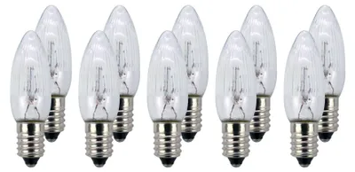 Ersatzkerzen 10 Stk. 15 V 2,5 W E10 Riffelkerze für Lichterkette
