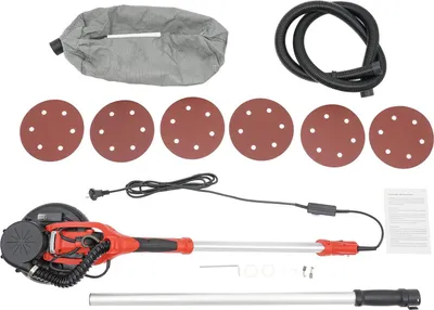 Immagine prodotto di Levigatrice per cartongesso - Levigatrice per muri - 750 W - 800-1800 giri/min - Velocità regolabile - Luce LED - Per stucco - Rosso