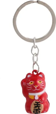 Produktbild von 012-R Glückskatze Schlüsselanhänger Rot Glöckchen im Korpus Metall