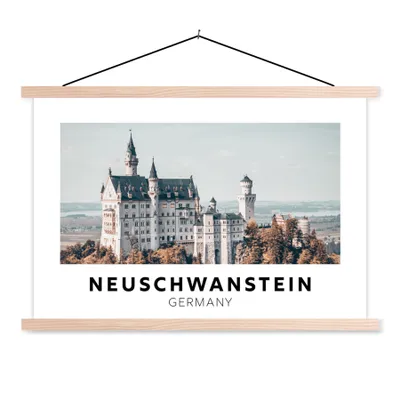 Produktbild von MuchoWow® Textilposter Deutschland - Schloss - Architektur 120x80 cm mit holzfarbenen Rahmen - Aufhängeset