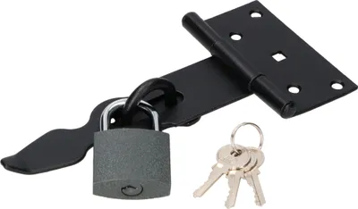 Produktbild von KOTARBAU® Überfalle Haspe und Vorhängeschloss Set 190 mm Schwarz Massiver Verschluss für Türen Tore