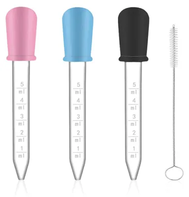 Produktbild von Tropfpipette Pipette Pasteurpipette - 5 ml - Silikon - 3 Stück - Mit Reinigungsbürste
