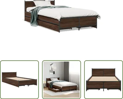 Produktbild von The Living Store Bettgestell mit Schubladen Braun Eichen-Optik 75x190 cm
