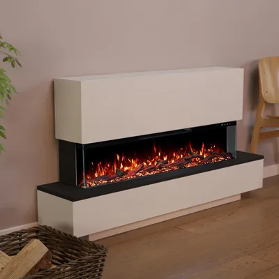Produktbild von Glow Fire Elektrokamin 'Cobalt Standkamin 42' | Multicolor LED Wandkamin mit Heizung in weiss (1800W) | HxBxT: 75x136x29 cm
