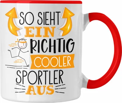 Produktbild von Trendation - Sportler Tasse Geschenk So Sieht Ein RIchtig Cooler Sportler Aus Geschenkidee Lustiger Spruch Geburtstag Becher Kaffeetasse (Rot)