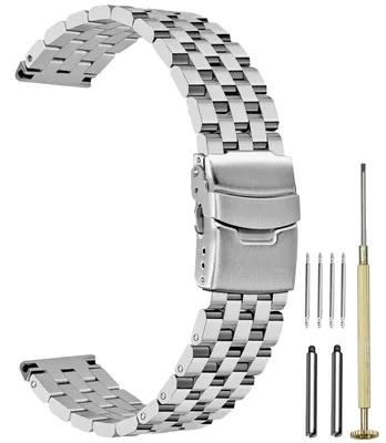 Zdjęcie produktu dla Bransoleta ze stali nierdzewnej, szerokość 20 mm, 22 mm lub 24 mm, z zapięciem przesuwym