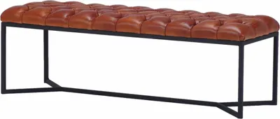 Produktbild von Casa Padrino Luxus Chesterfield Echtleder Sitzbank Braun / Schwarz 180 cm - Echtleder Möbel