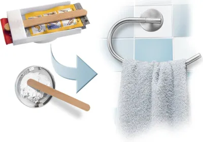 Produktbild von Fackelmann Klebesystem für Badaccessoires, Super-Kleber für Badzubehör, superfester Halt, rückstandlose Entfernung (Farbe: Weiß), Menge: 6 Gramm