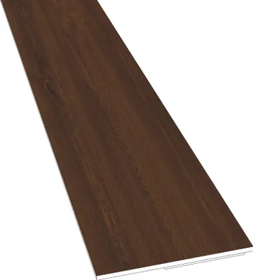 A single plank of wood-look material, likely flooring or trim, is shown against a white background.