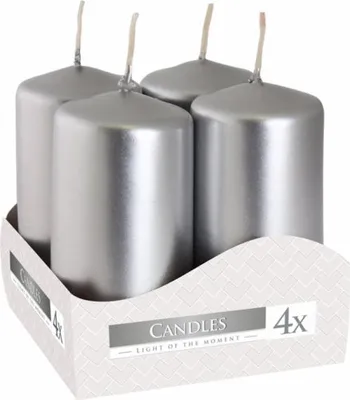 Obrázok produktu pre Votívna sviečka BISPOL Aura 7H 6cm SW40/60 SILVER METALIC 4ks.