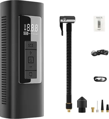Produktbild von Tragbarer kabelloser Auto-Luftkompressor, kleiner handgehaltener Reifenaufpumpgerät, elektrische Pumpe für Reifen, kompakt, praktisch für unterwegs.