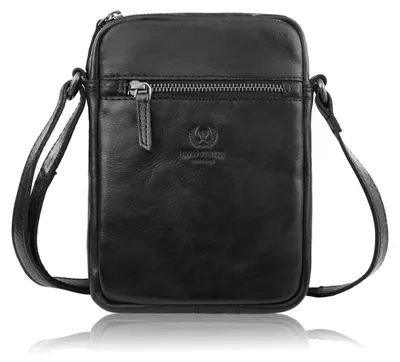 Produktbild von Herren Leder Umhängetasche klassisch schwarz klein funktionell Paolo Peruzzi SL-03-BL