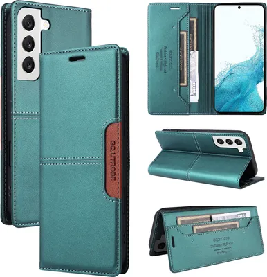 Image de Etui pour Samsung Galaxy S21+/S21 Plus 5G, étui portefeuille en cuir avec fente pour cartes et support Vert