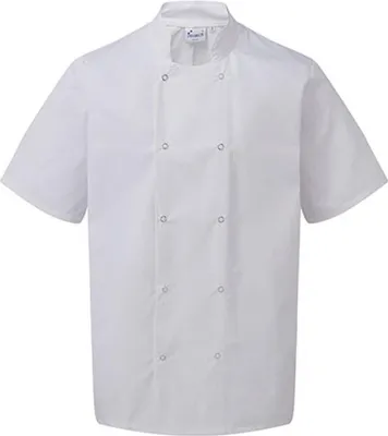 Produktbild von Premier Workwear PR664 | Studded Front Short Sleeve ChefŽs Jacket XS bis 3XL - Farbe: White - Größe: S