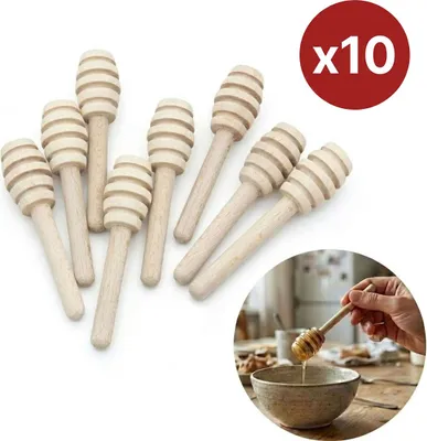 Obrázok produktu pre Drevená lyžica na med 10 kusov Naberačka na med 10 cm