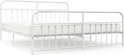 Produktbild von vidaXL Bettgestell mit Kopf- und Fußteil Metall Weiß 200x200 cm