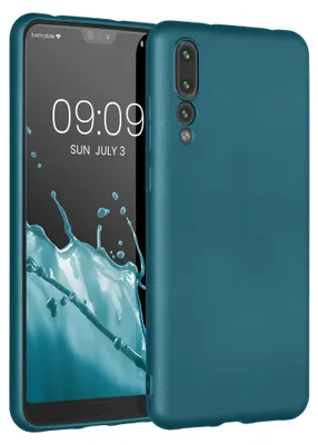 Produktbild von kwmobile Handyhülle für Huawei P20 Pro Hülle - weiche Silikon Case metallisch schimmernd - Schutzhülle Cover - Metallic Karibikblau