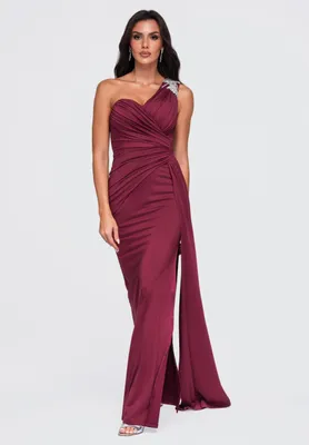 Produktbild von LARICA Kleid Maxi Asymmetrisch Glamour LA-OM-DLR465 burgundy M