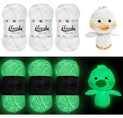 Produktbild von Leuchtendes Handstrickgarn 3 Stück Weiß 50g Polyester für Schal & Häkeln