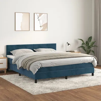 Obrázek produktu pro Postel Boxspring s matrací Dark Blue 160x200 cm Velvet