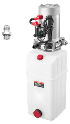 Produktbild von Hydraulikaggregat für Kippanhänger - Doppeltwirkende 12 V Hydraulikpumpe - Max. 22 MPa/220 bar - 3,4 L/min - 5,7 L Metalltank - Weiß