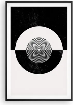 Produktbild von Gerahmtes Poster - Schwarzer Rahmen - Abstraktion Rad Schwarz und Weiß - 61x91,5 cm - Wand Bild - Wanddeko - Wandbilder - Wandposter - Bilderrahmen - Bilder - Kunstdruck - Wandbild - P2BPA61x91-4316