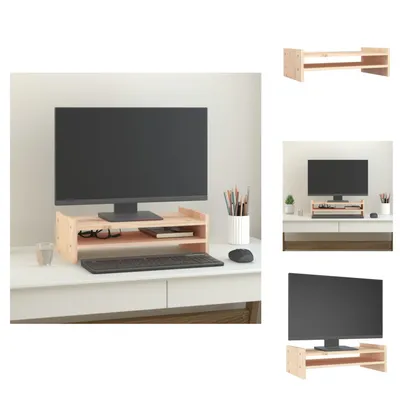 Obrázek produktu pro vidaXL Stojan na monitor 50x27x15 cm z masivního borovicového dřeva - Stojan na počítačový monitor
