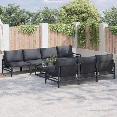 Image de Maison Exclusive - Ensemble de canapés de jardin, 8 pièces, en acier noir