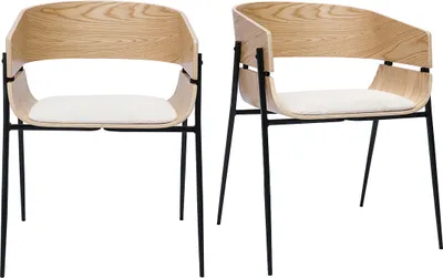 Produktbild von Miliboo - Designstühle aus hellem Holz und beigem Chenille-Stoff (Set von 2) WESS