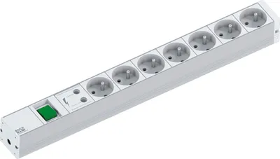 Image de BACHMANN Bâti de prises 19" 1U 7xUTE 1xinterrupteur 1xSPD, 2 m