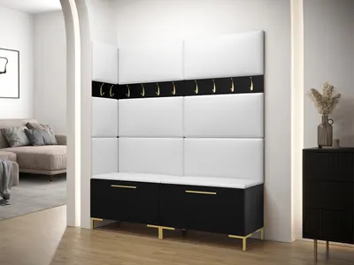 Obrázek produktu pro Předsíňová stěna s čalouněnými panely ANDORA 6 - černá / bílá