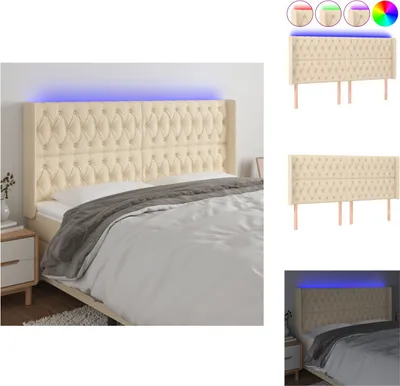 Produktbild von vidaXL LED Kopfteil Creme 183x16x118/128 cm Stoff -  Kopf- & Fußenden