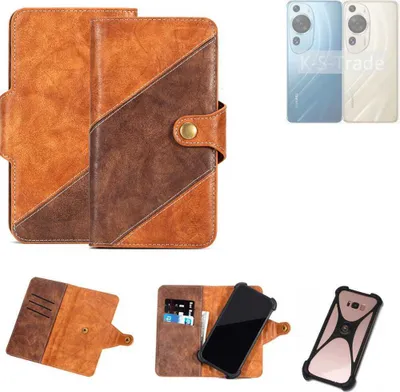 Produktbild von K-S-Trade Handyhülle Schutzhülle Bookstyle Case Wallet-Case kompatibel mit Huawei P60 Cover Klapphülle Kantenschutz Smartphone dunkelbraun braun 1x