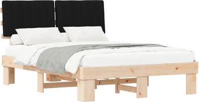 Produktbild von vidaXL Bettgestell mit gepolstertem Kopfteil Schwarz 140 x 200 cm