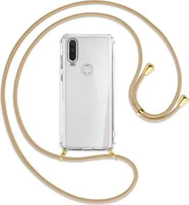 Produktbild von Handykette Backcover-Schutzhülle mit Band (Metall goldfarben) für Motorola One Action - caramel