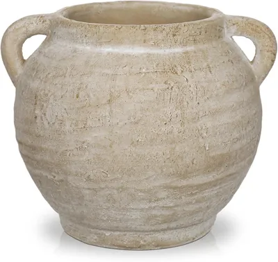 Image de Vase en céramique avec deux anses, 19 cm, idéale pour les fleurs séchées