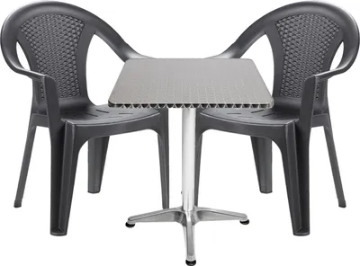 Produktbild von Bistrogarnitur 3-teilig Aluminium - Kunststoff Anthrazit