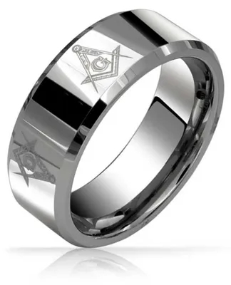 Productafbeelding van Titanium trouwring met Vrijmetselaars-symbool en comfortabele pasvorm voor heren
