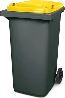 Produktbild von 240 Liter MGB, Mülltonne Abfalltonne, grau mit gelbem Deckel