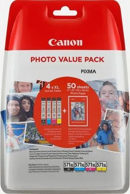 Produktbild von Canon PGI-570XL/CLI-571 PGBK, Schwarz, Cyan, Magenta, Gelb, 22 ml, 7 ml, 5 Stück(e), Multipack