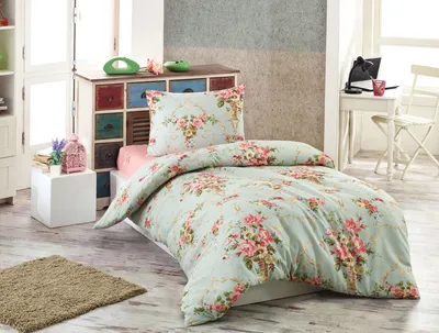 Image de L'Essentiel Linge de Maison, Begonvilla- EPJ1727, menthe, couettes, 65 % coton / 35 % polyester
