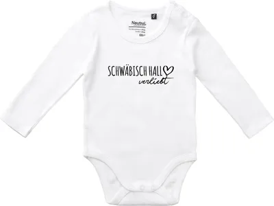 Produktbild von Huuraa Baby Body Schwäbisch Hall verliebt 62 White  Baumwolle Fairtrade Langarmbody Geschenkidee